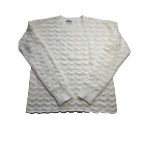 TAROO Cream Wavy Knit Sweater Long Sleeve Women's Size S